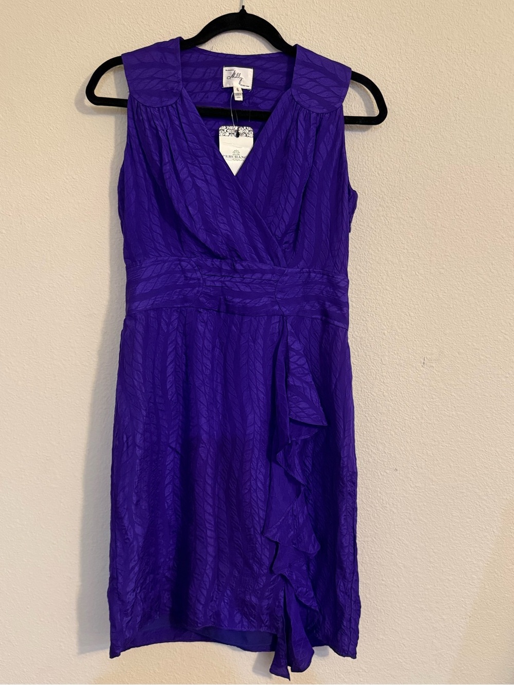 Milly Purple Sleeveless Midi Dress with Ruffle Detail